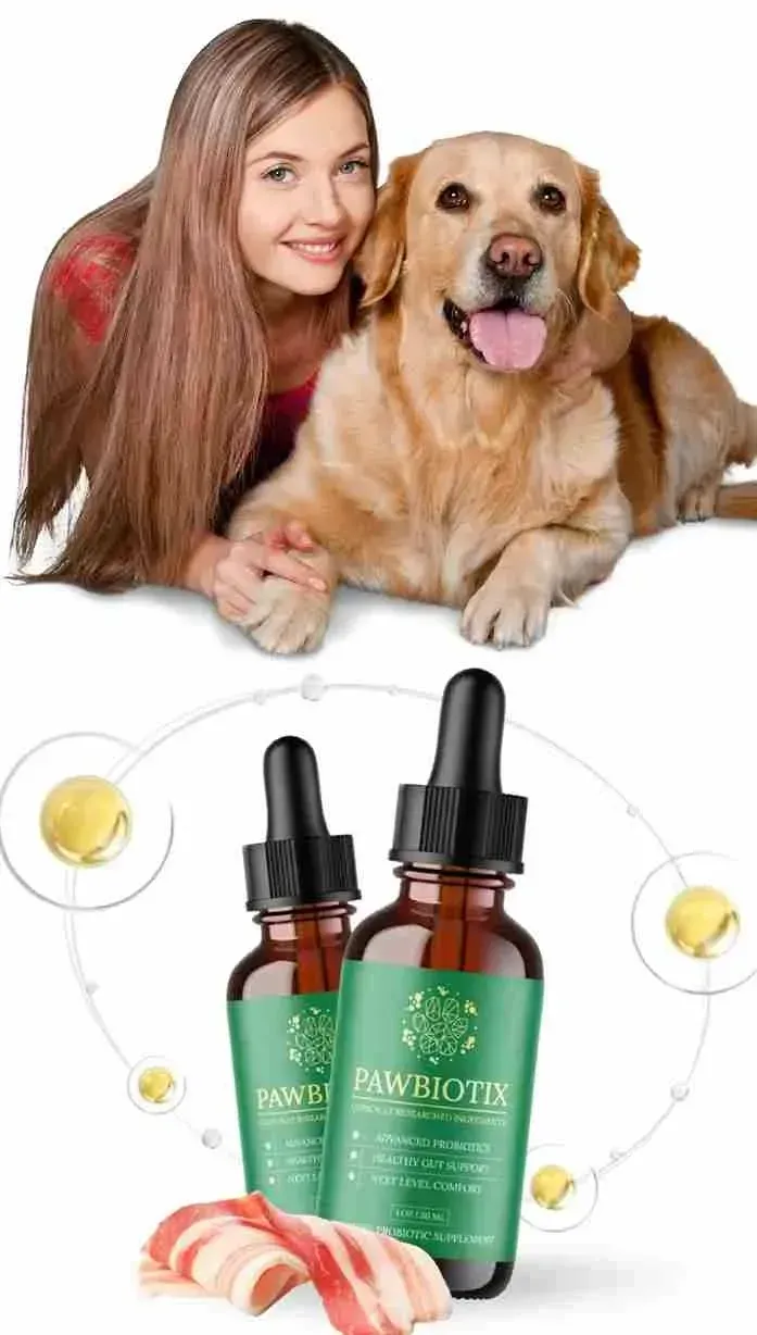 Pawbiotix 2 Bottles with Girl and Dog - Natural Dog Probiotics